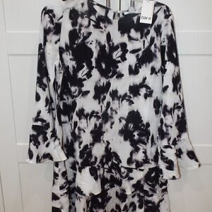 NWT Bar iii black white dress bell sleeve M